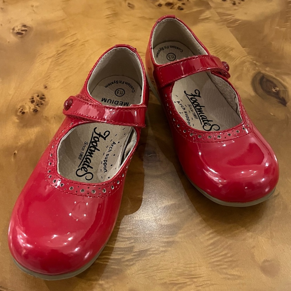 Red patin leather FootMates Dress Shoes for Kid